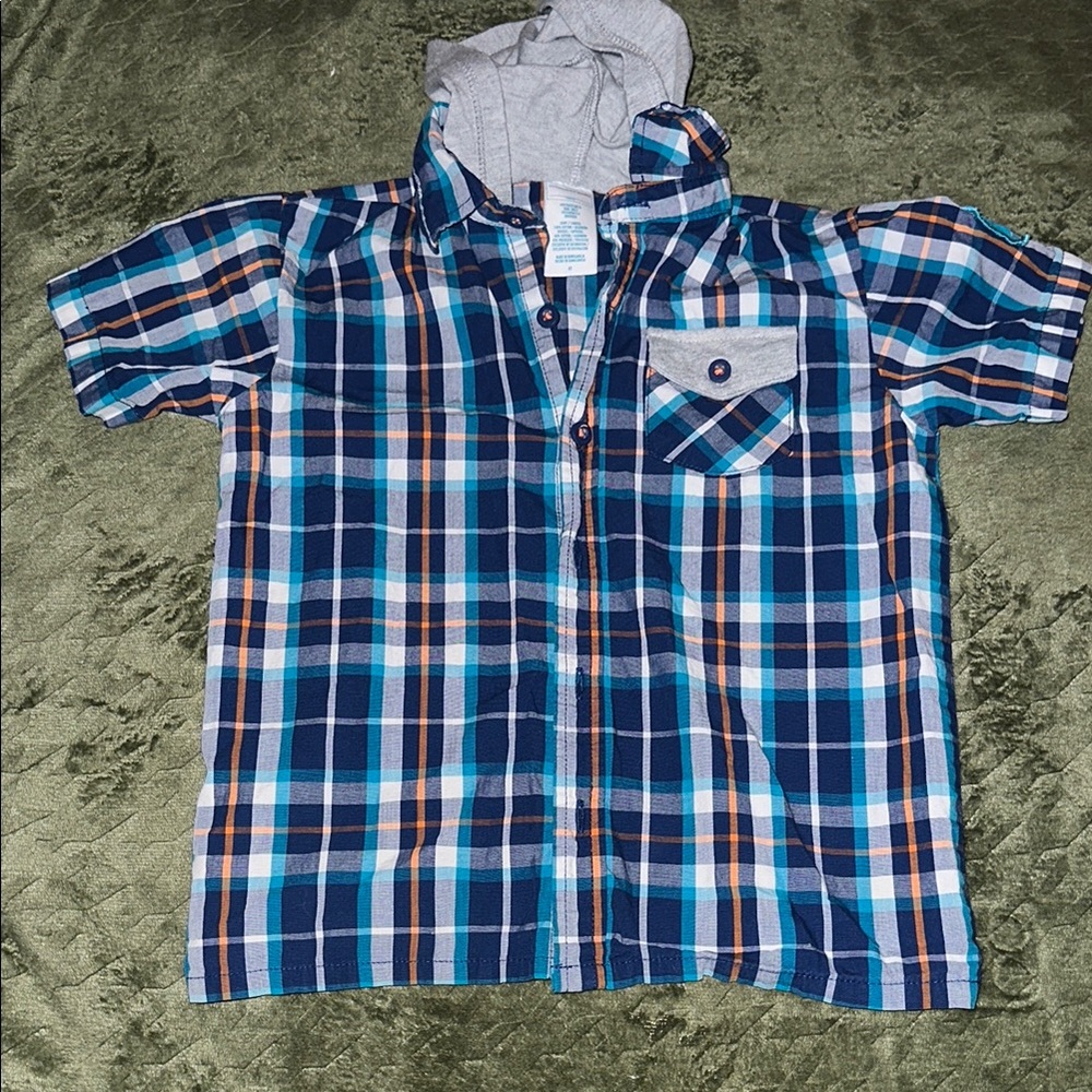 Wonderkids Blue and Orange Button Down Shirt